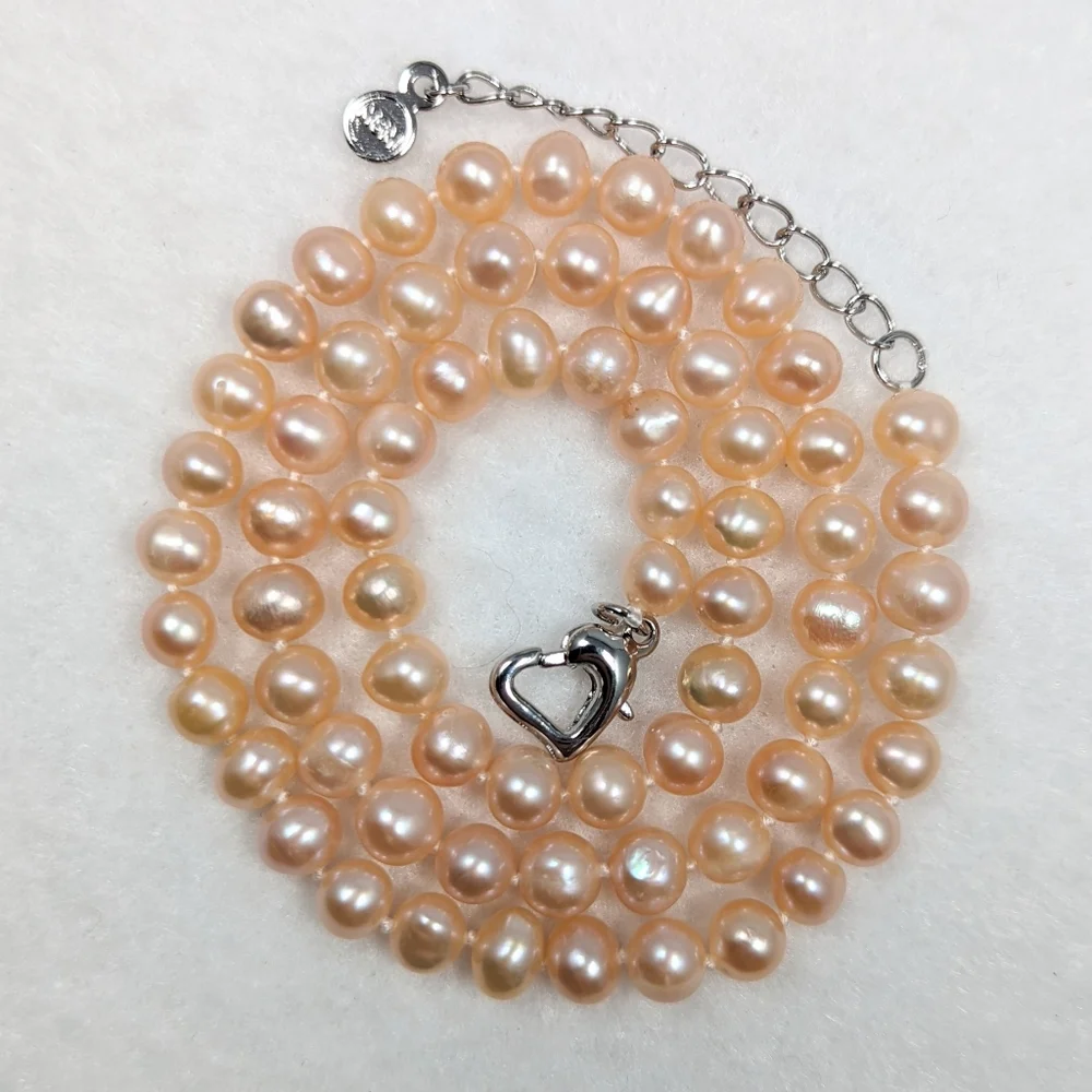 REAL 6-7mm Peach Pearl Necklace - Picture 6 of 10